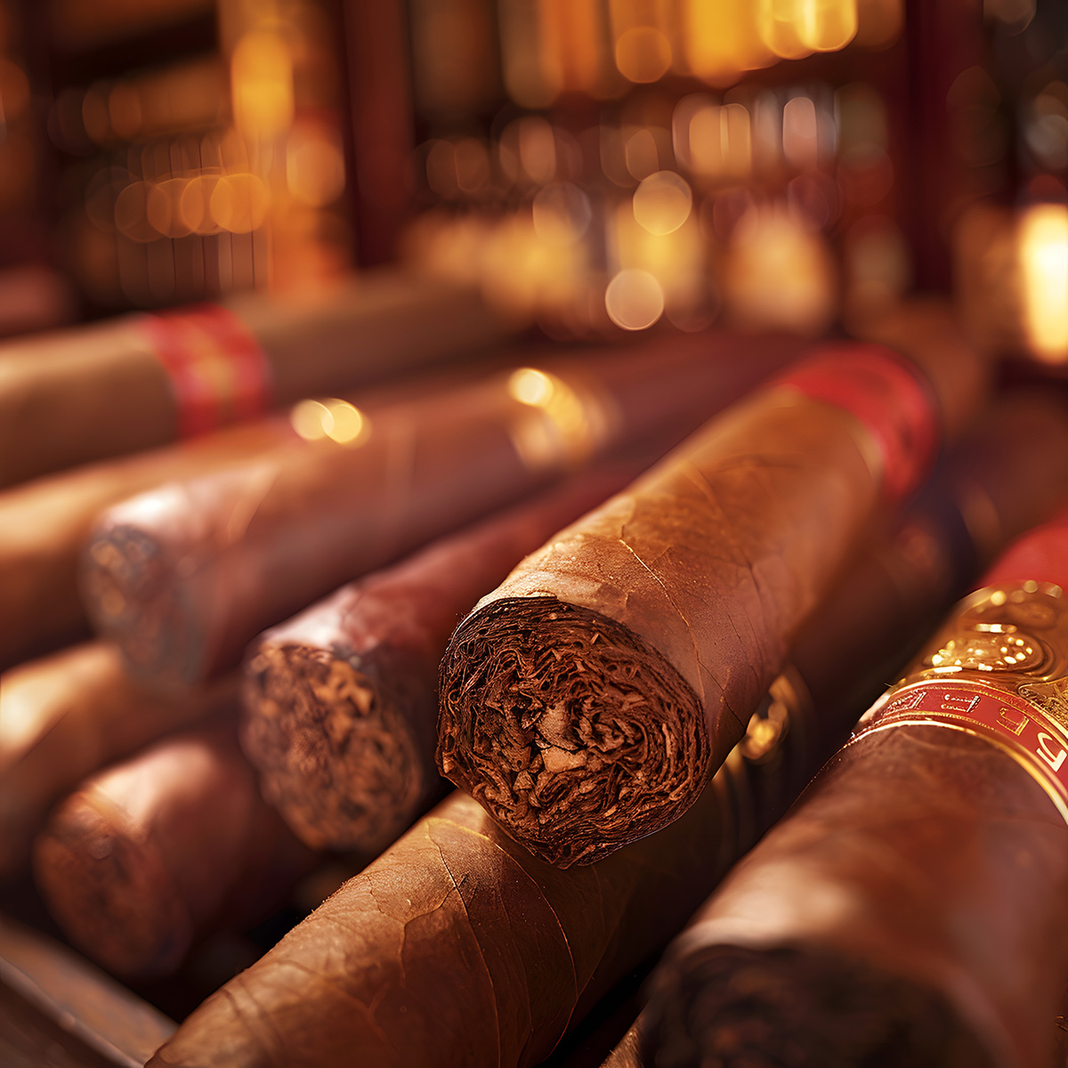 Premium cigars in humidor